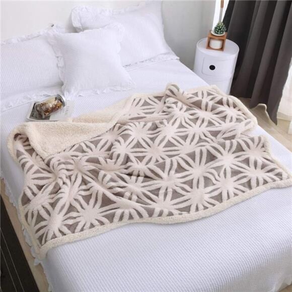 Sherpa Fleece Blanket Soft Throw Blanket Dual Sided Couch Sofa Bed Grey 40x50 - Picture 3 of 7